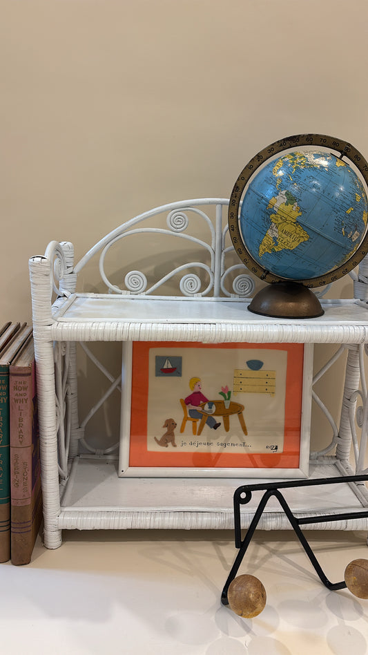 Vintage White Wicker Wall Shelves