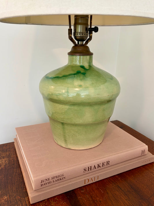 Vintage Jade Green Ceramic Table Lamp