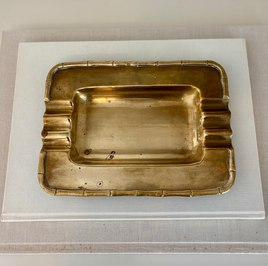 Vintage Brass Faux Bamboo Catchall