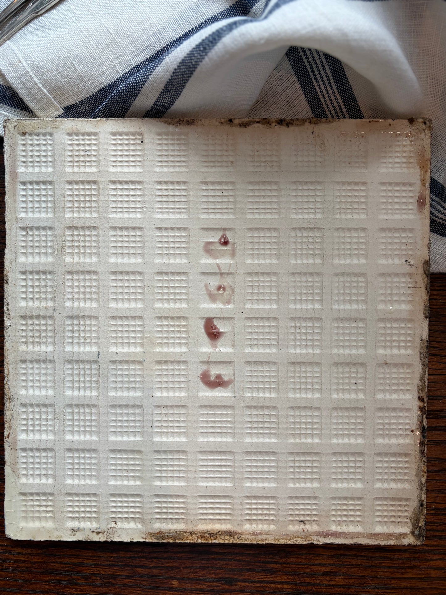 Vintage Blue and White Hunt Scene Trivet from France