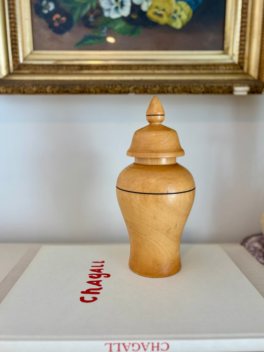 Vintage Artisan-made Wooden Urn
