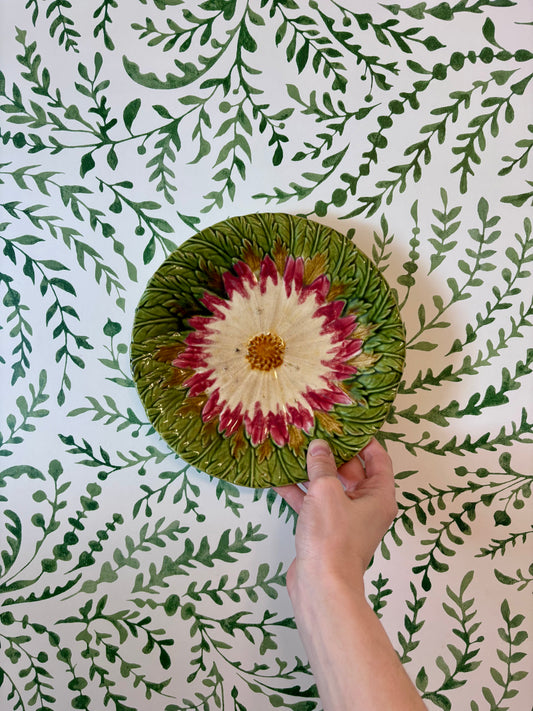 Antique French Majolica Daisy Plate