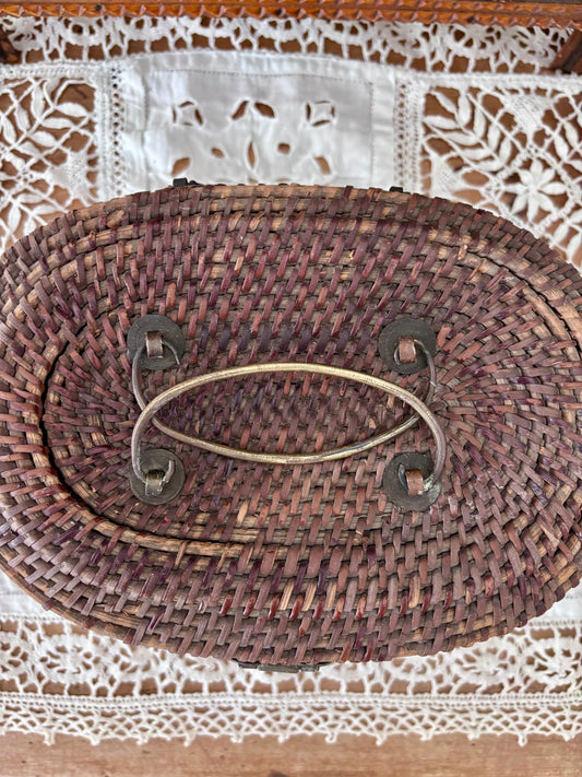 1920s Art Deco Chinese Woven Tea Basket