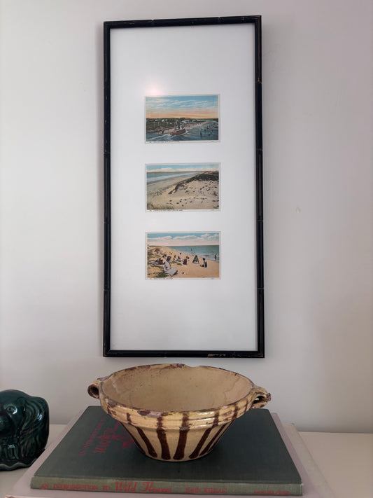 Antique Cape Cod Postcards in Vintage Faux Bamboo Frame