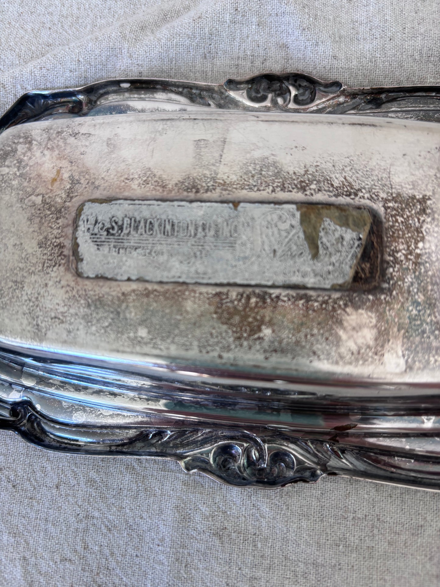 Vintage Silverplate Butter Dish With Seashell Handle