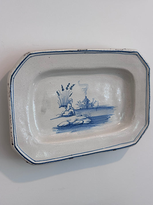 Vintage Delft Tin Glazed Pottery Platter
