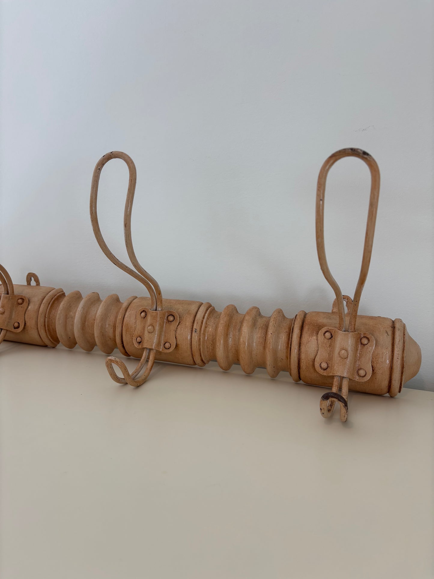 Antique French Turned Wood Coat/Hat Rack