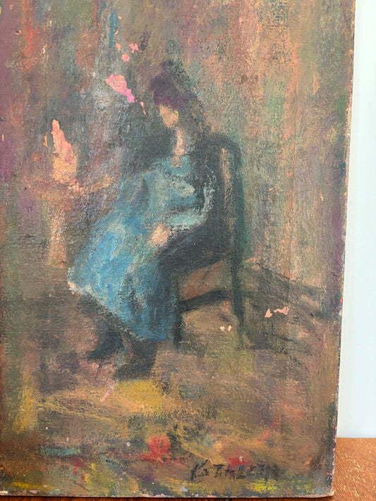 Vintage Abstract Signed Oil on Canvas