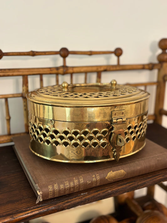 Vintage Large Brass Cricket Box