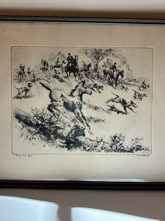 Vintage "Here We Go" Etching Print by Reinhold Palenske