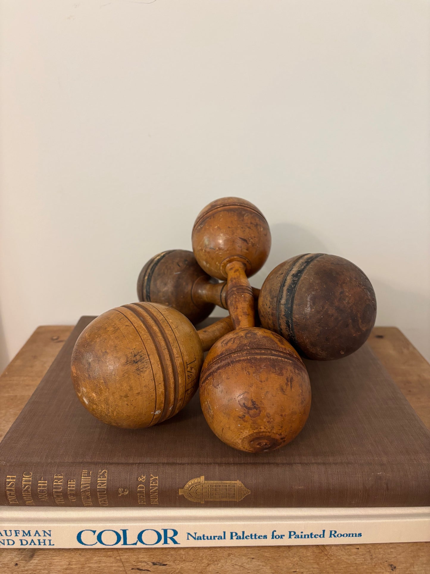 Antique Dumbbell - Large Light Brown