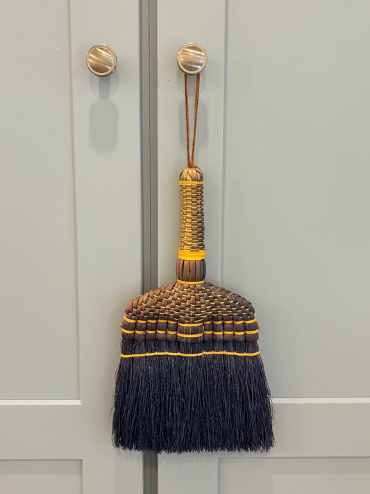 Vintage Whisk "Hand" Broom - Blue and Yellow