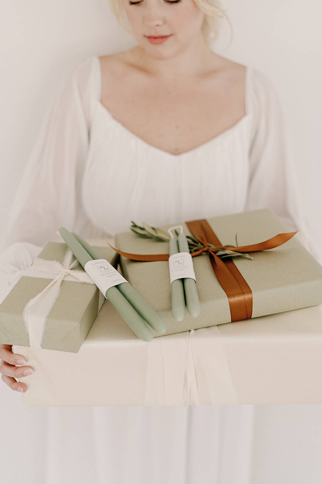 100% Beeswax Dipped Taper Candles | Pair of Eucalyptus Color (10" Long)