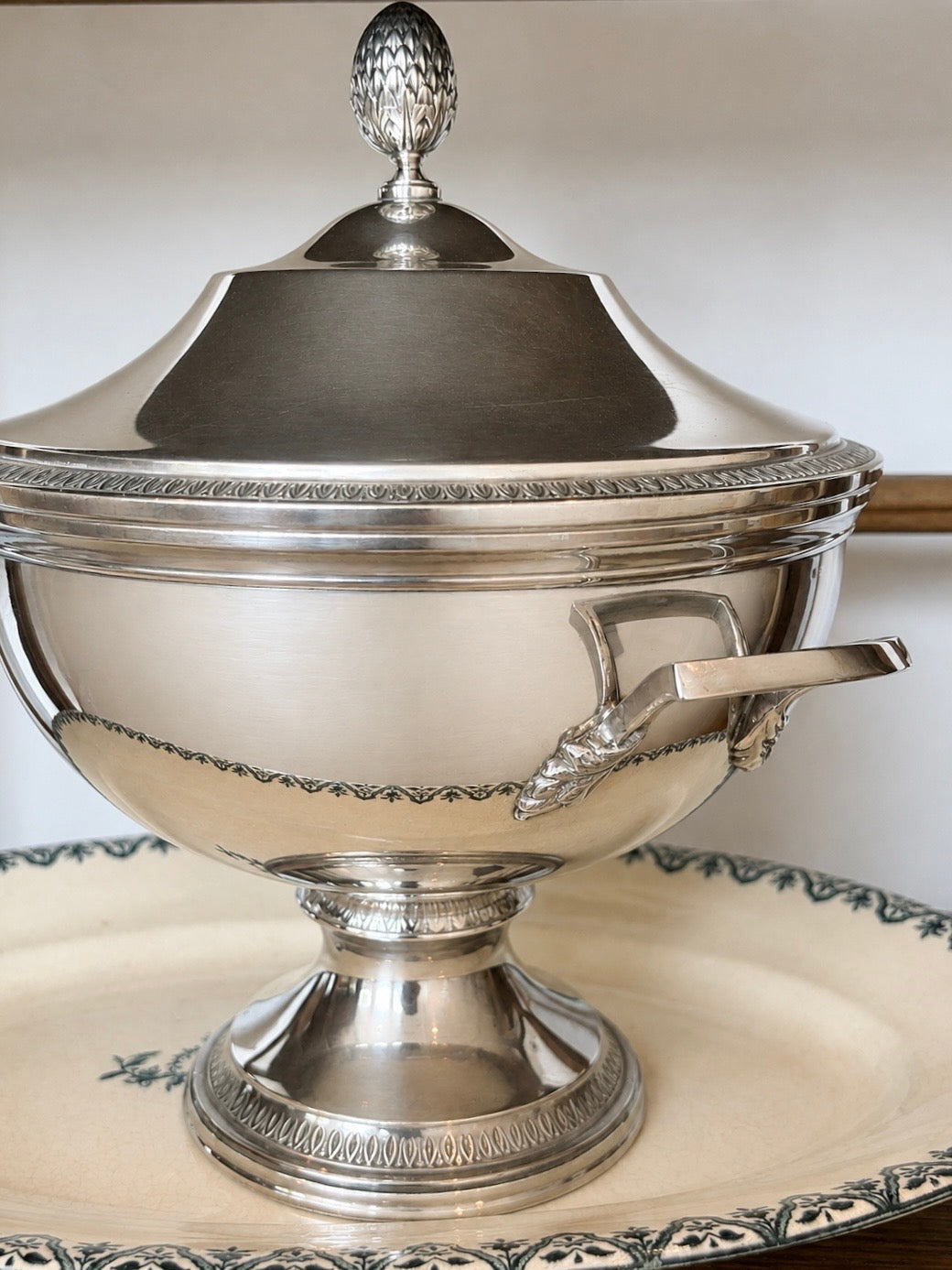 Vintage Silverplate Neoclassical Pedestal Tureen