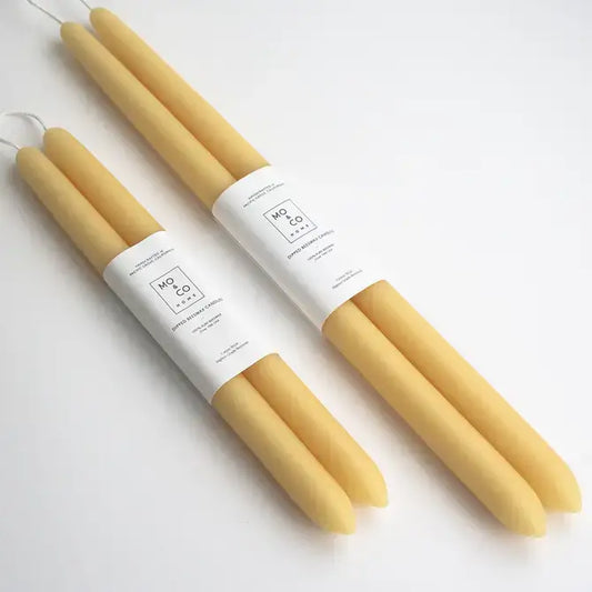 100% Beeswax Dipped Taper Candles | Pair of Natural Gold (10" Long)