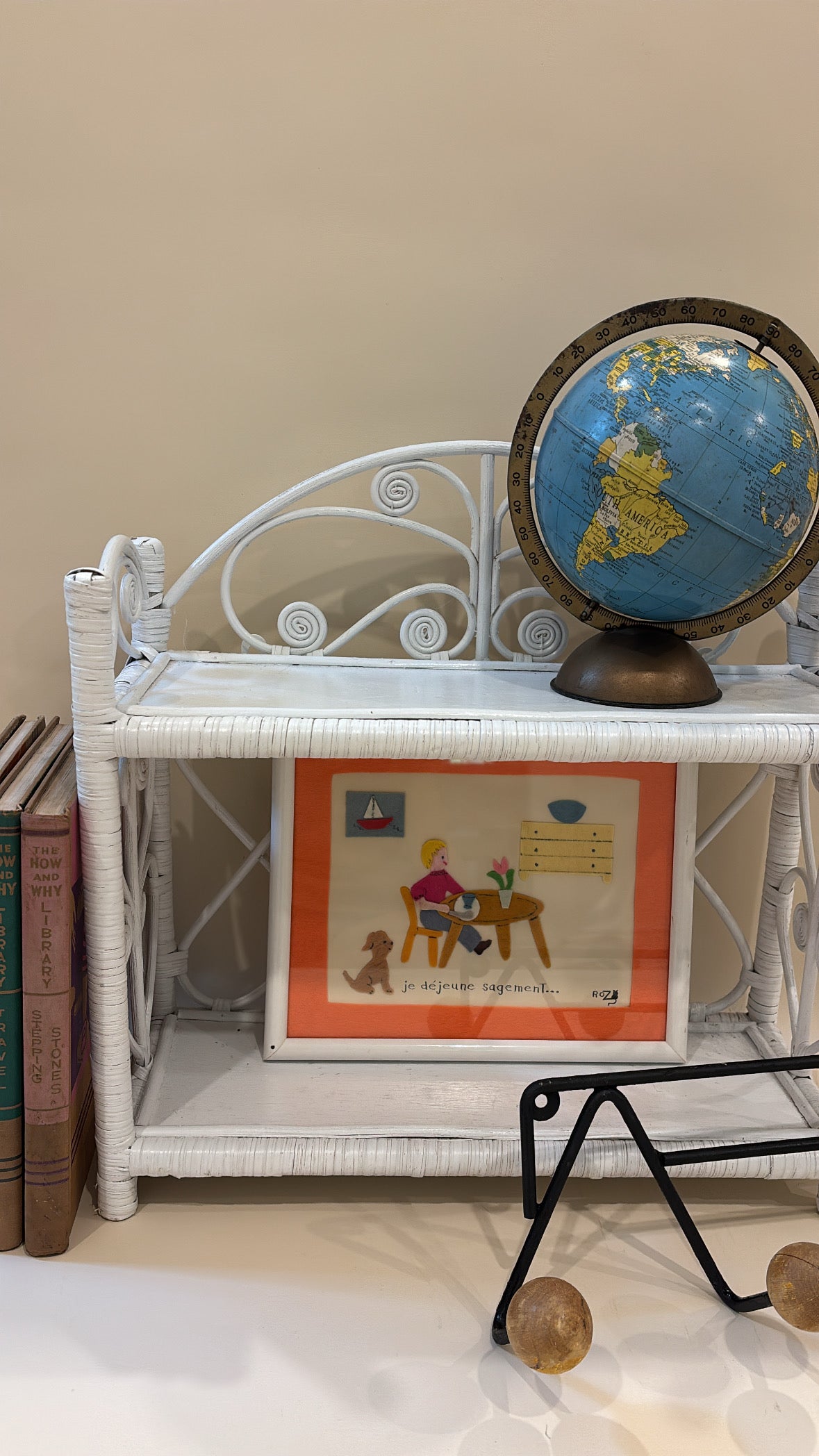 Vintage White Wicker Wall Shelves