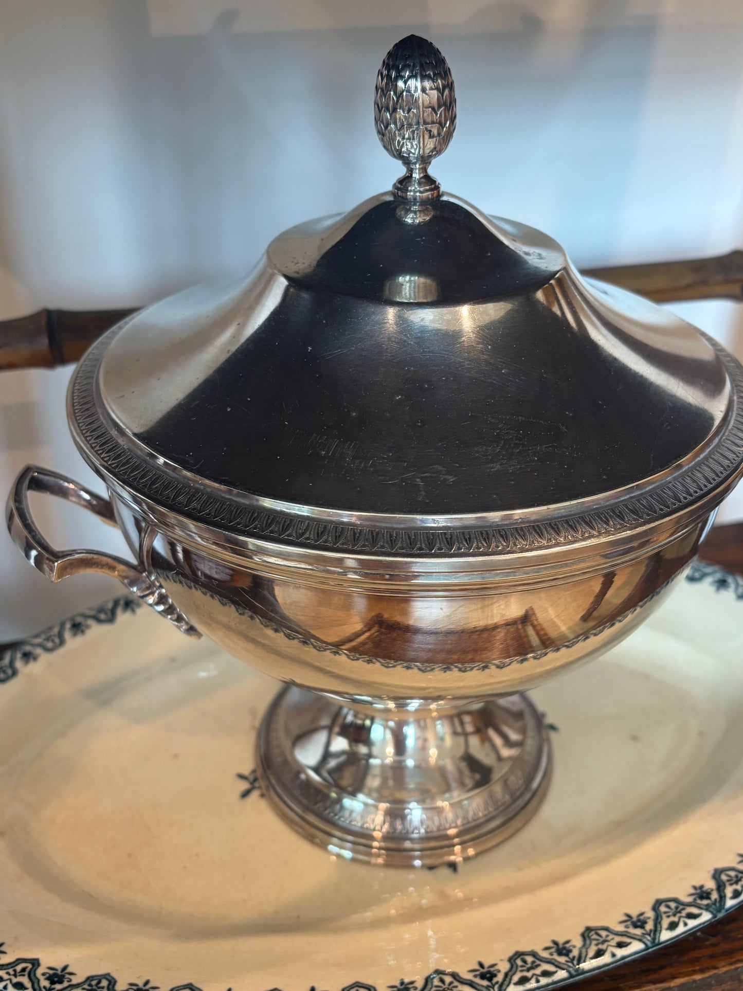 Vintage Silverplate Neoclassical Pedestal Tureen
