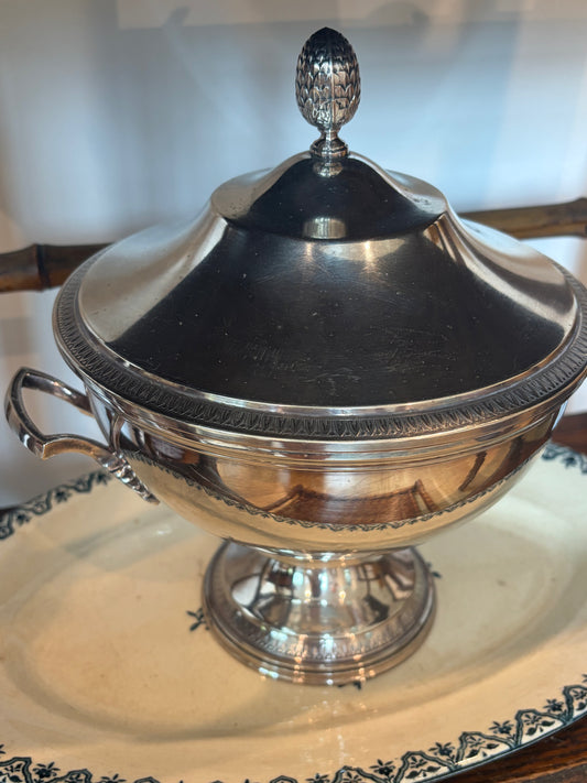 Vintage Silverplate Neoclassical Pedestal Tureen