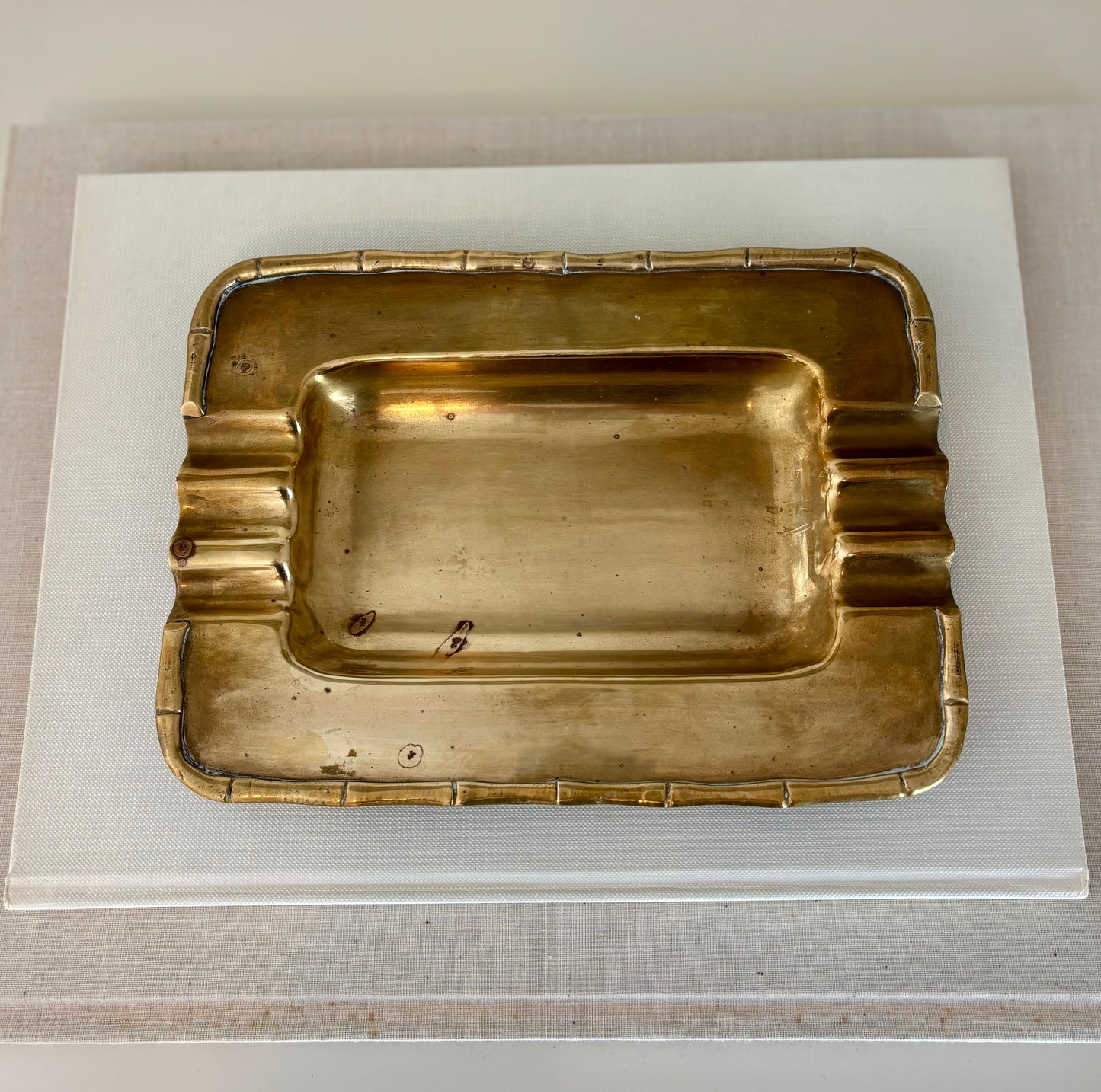 Vintage Brass Faux Bamboo Catchall