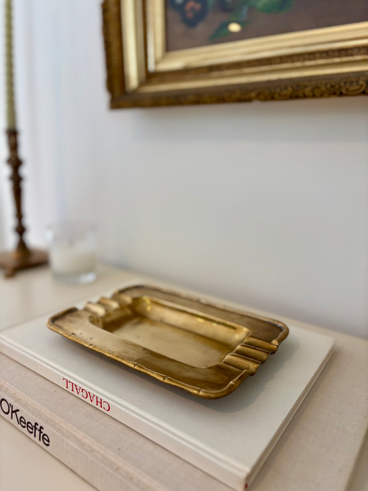 Vintage Brass Faux Bamboo Catchall