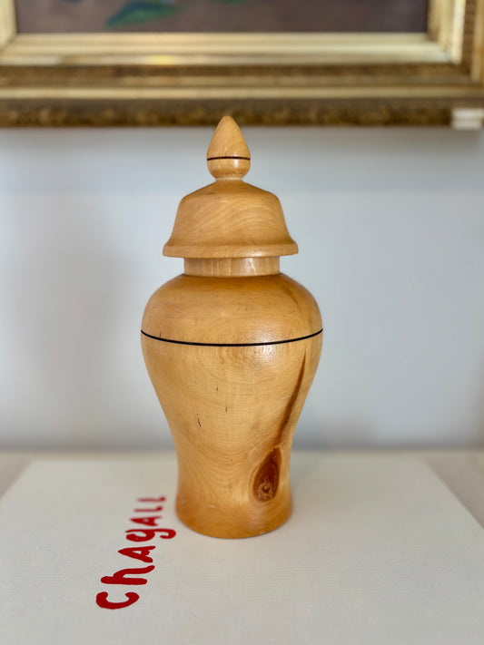 Vintage Artisan-made Wooden Urn