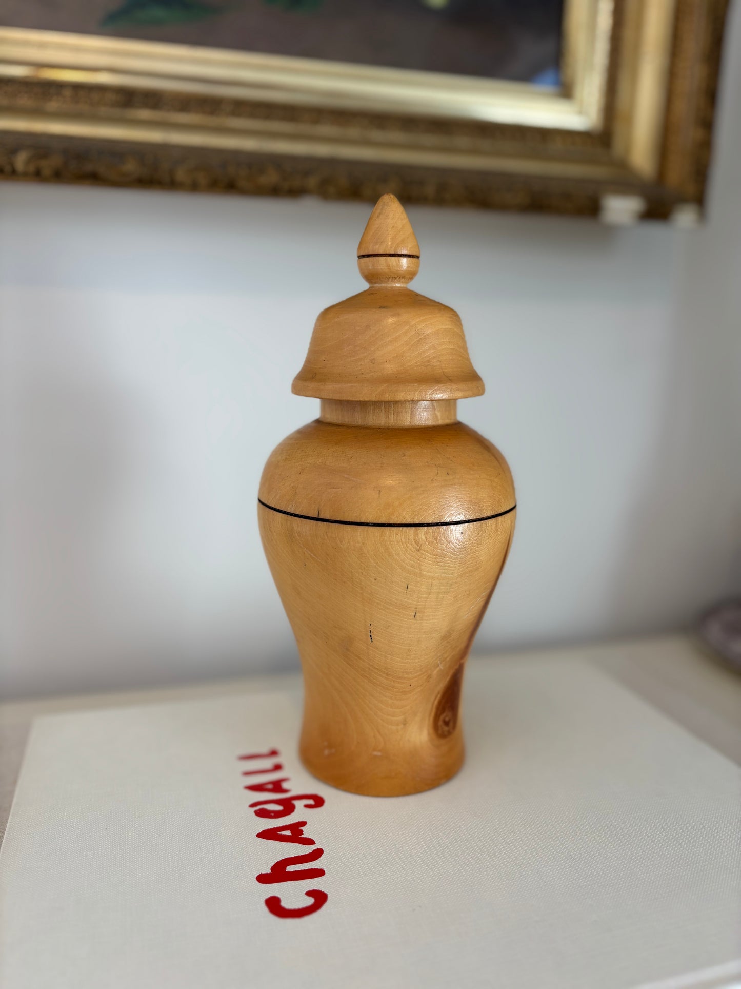 Vintage Artisan-made Wooden Urn
