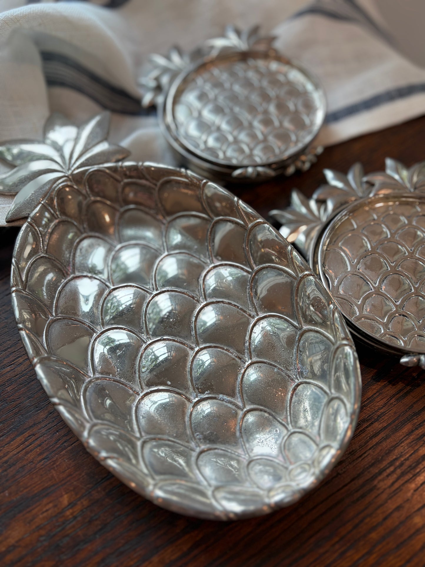 Vintage Pineapple Coasters Set by Silea France