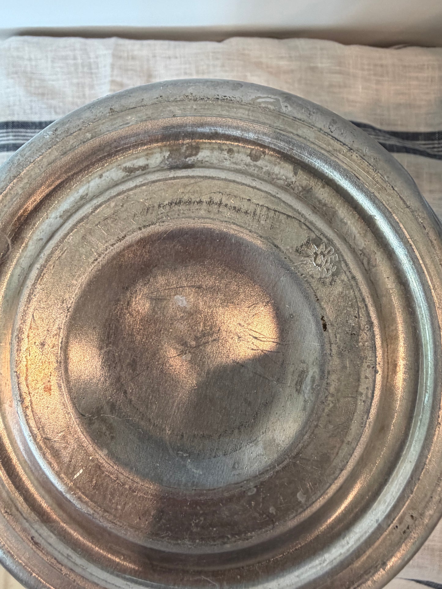 Vintage French Metal Champagne Bucket with Shell Handles