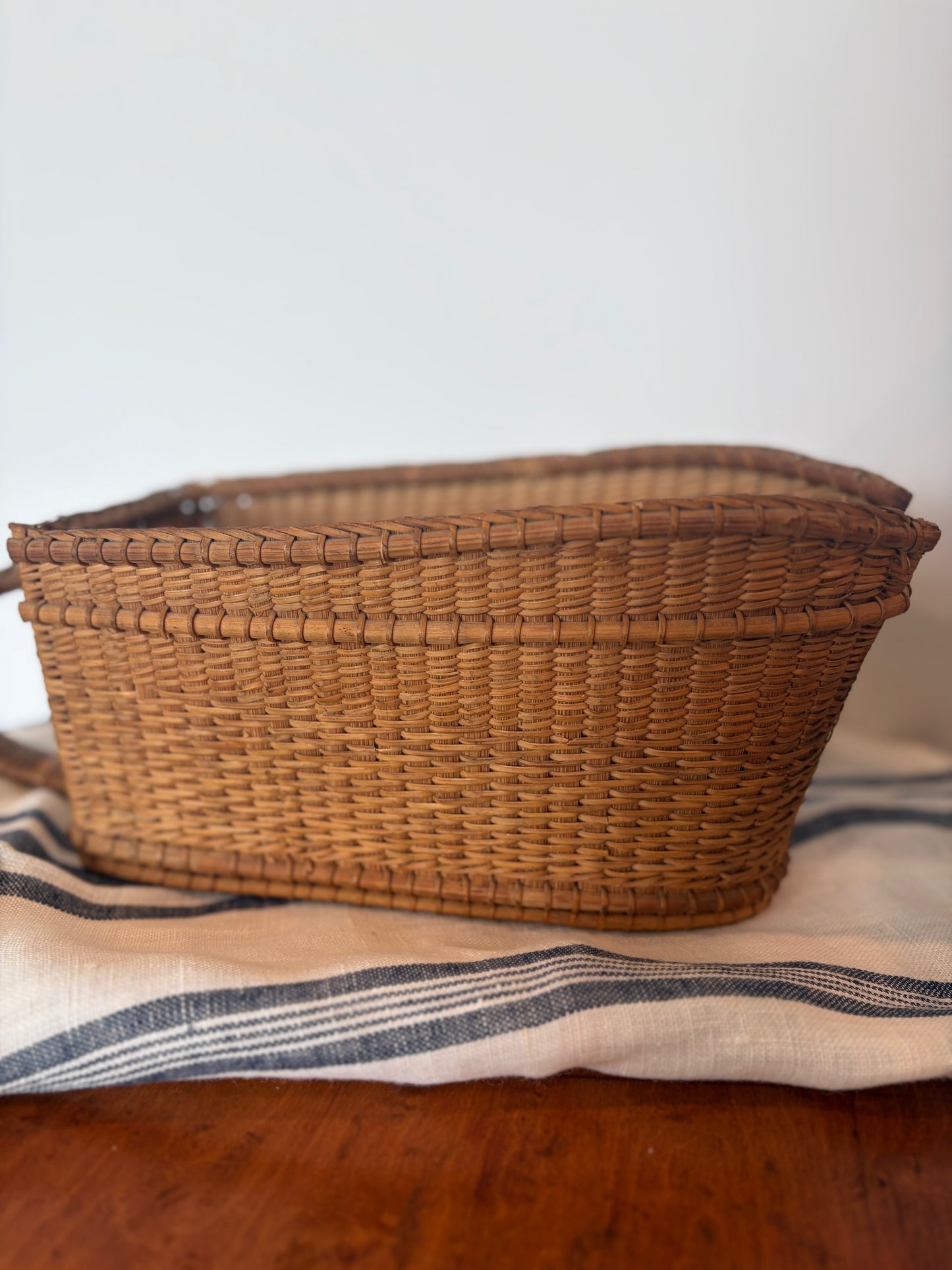 Vintage French Woven Rattan Wine Carrier Server