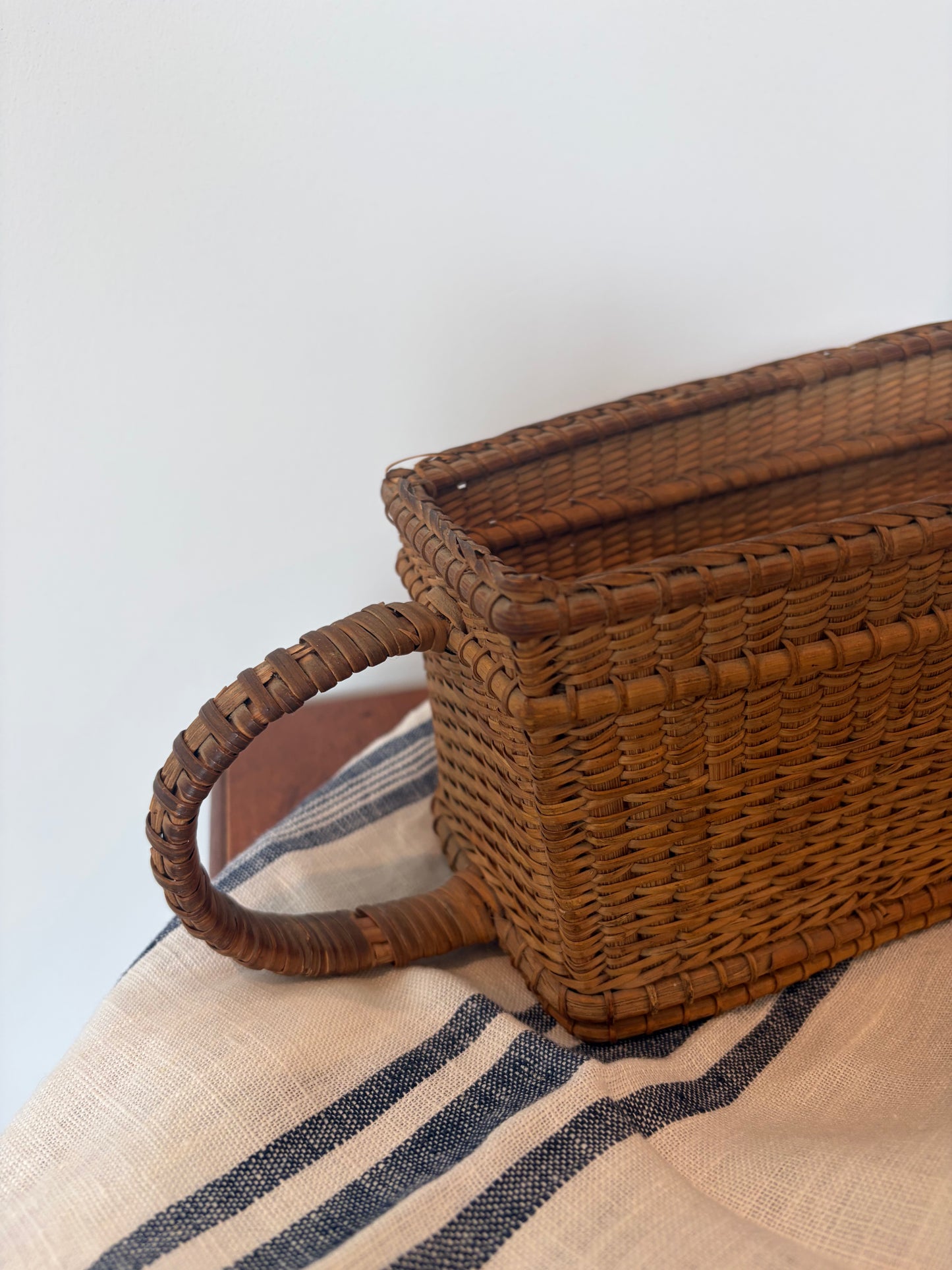 Vintage French Woven Rattan Wine Carrier Server