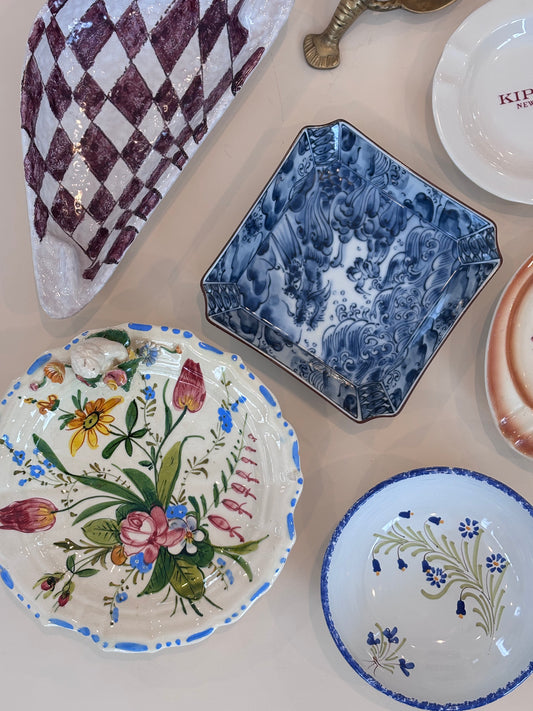 Vintage Italian Hand-painted Capodimonte Raised Dish