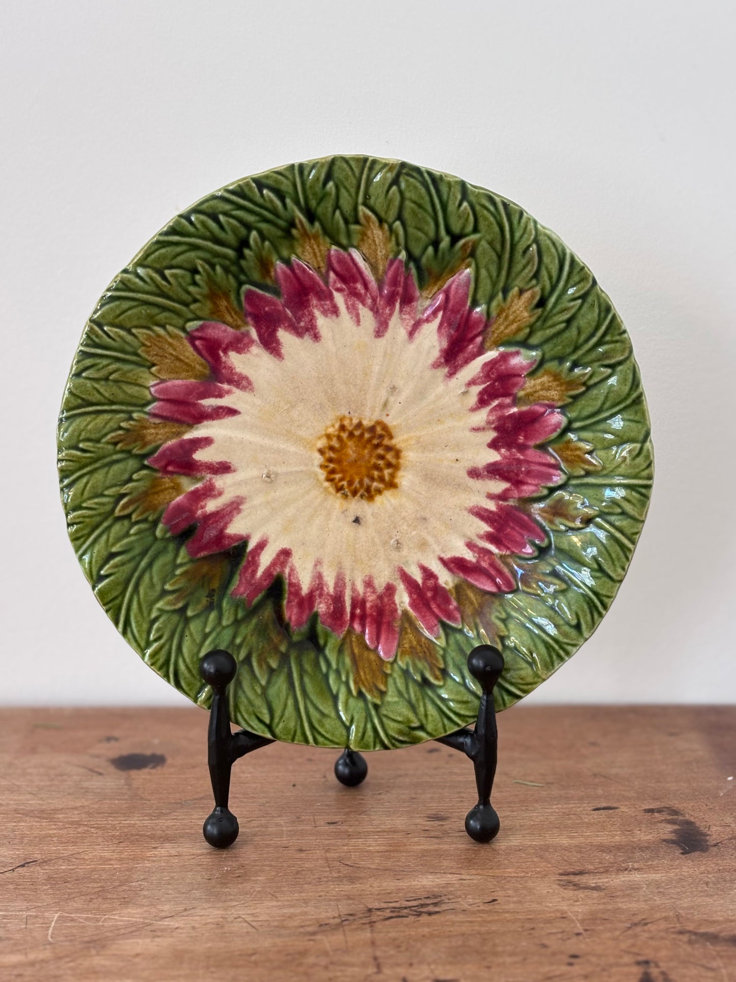 Antique French Majolica Daisy Plate