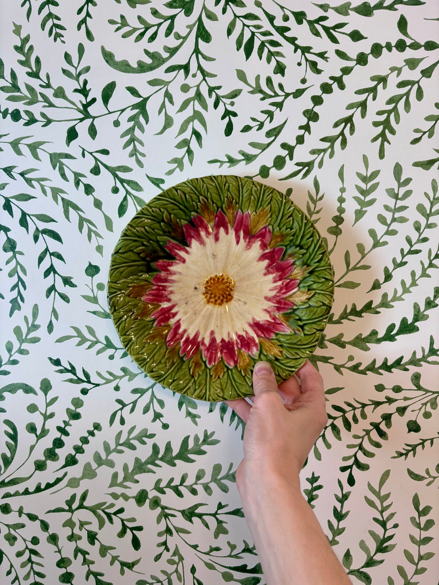 Antique French Majolica Daisy Plate