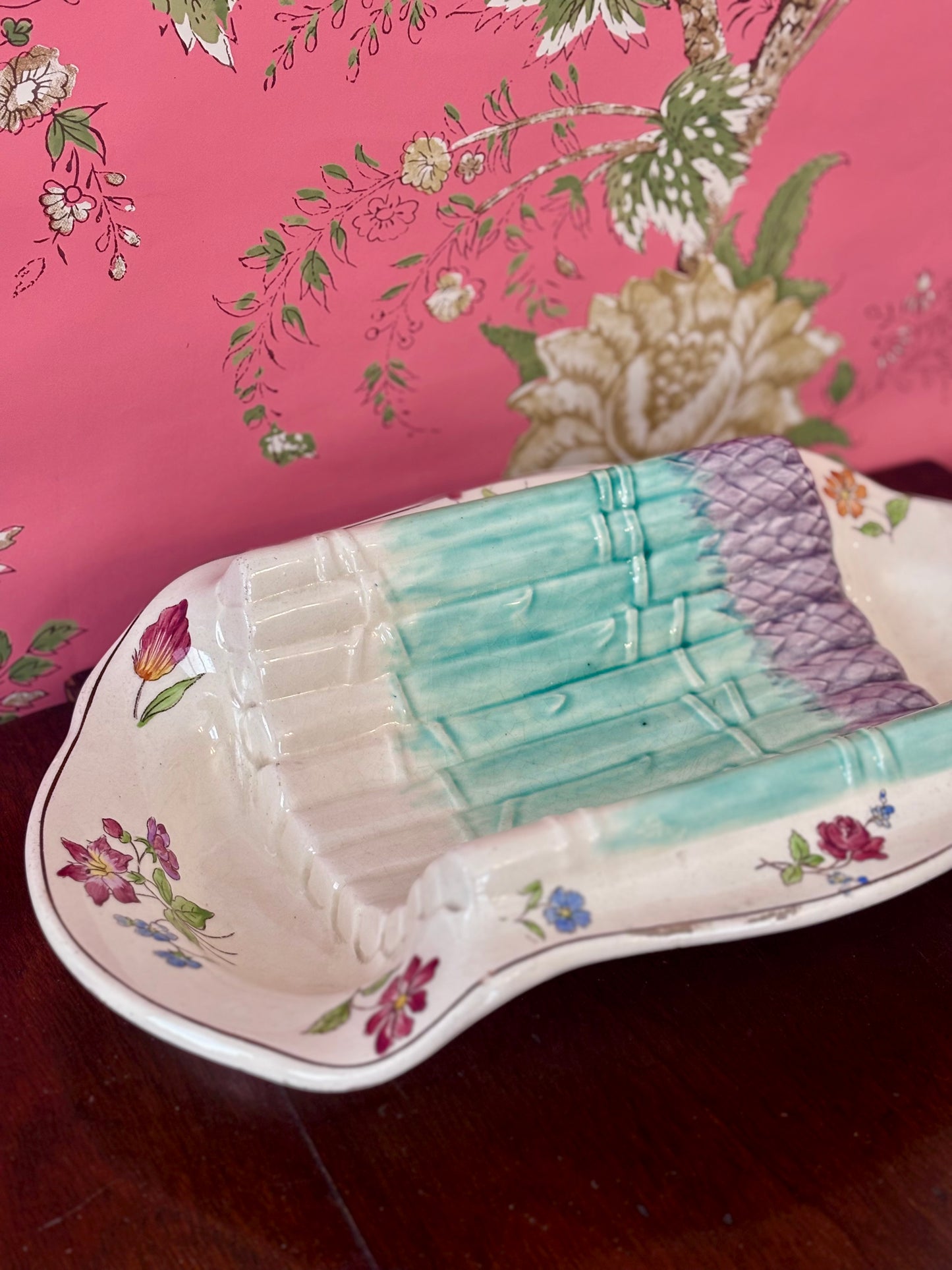 Antique Asparagus Platter by Longchamp "Pompadour"