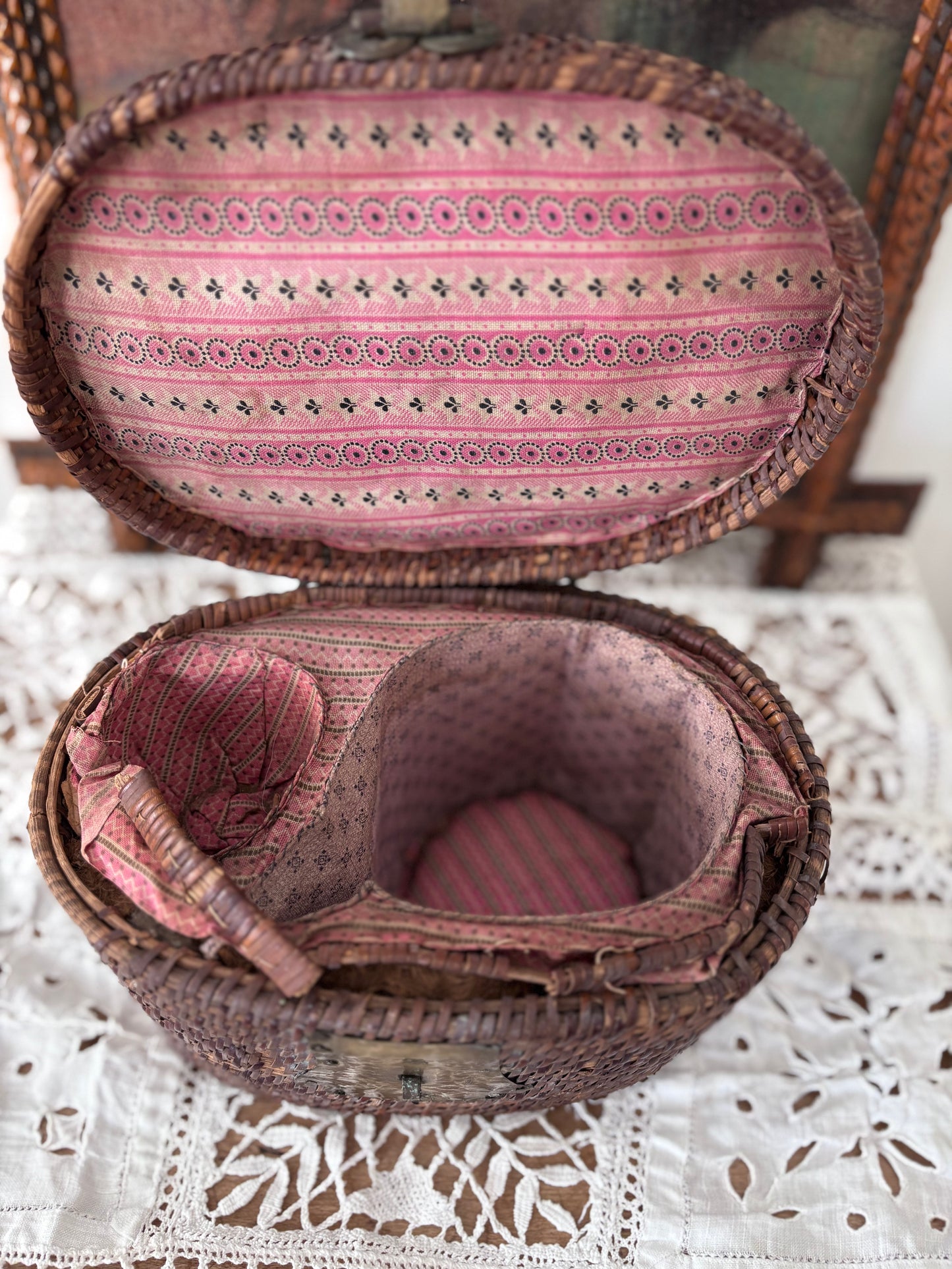 1920s Art Deco Chinese Woven Tea Basket