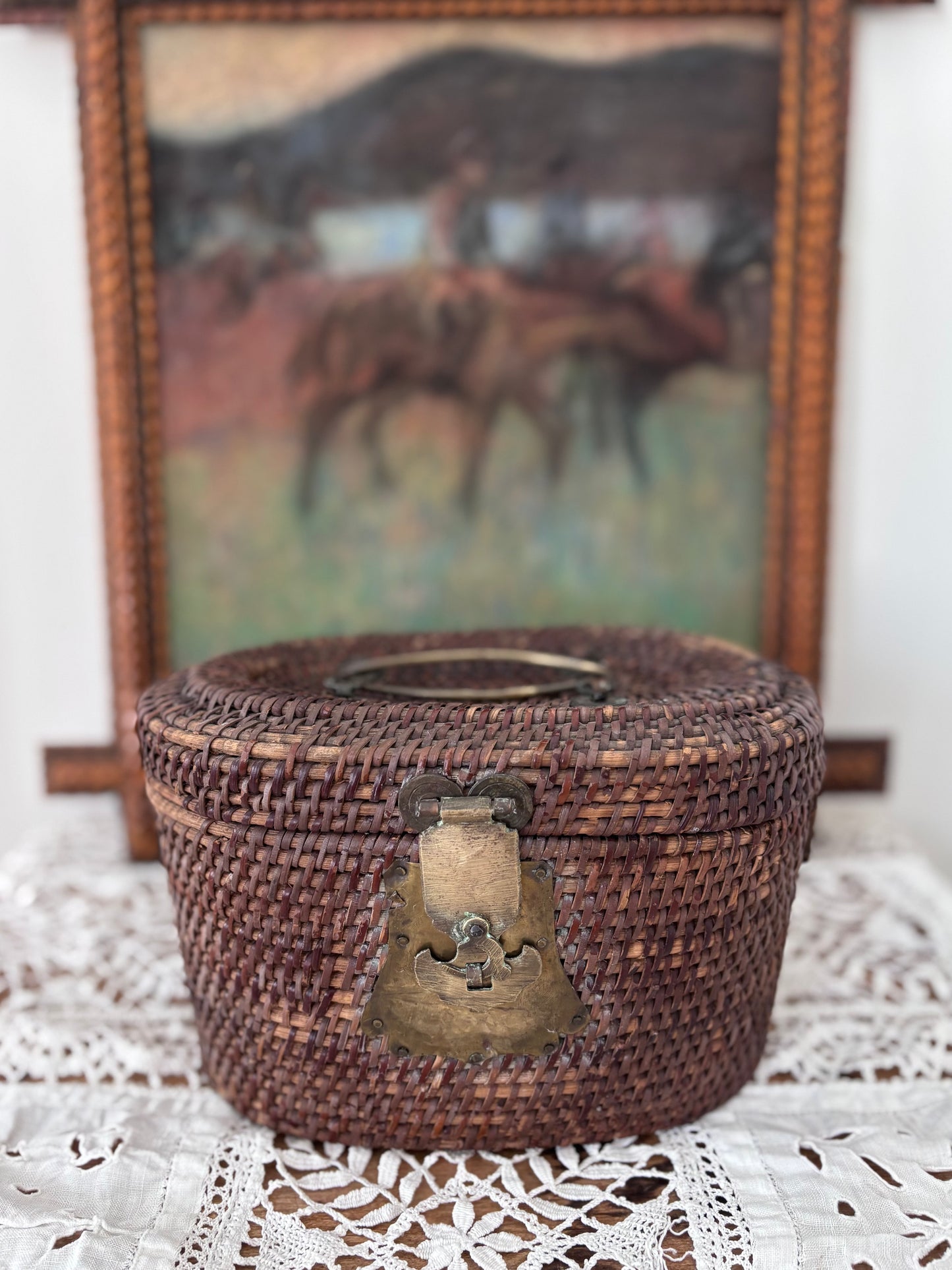 1920s Art Deco Chinese Woven Tea Basket