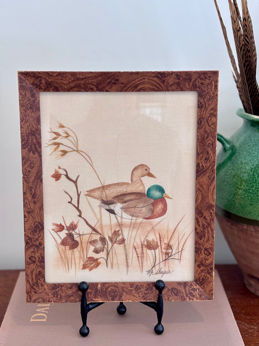 Vintage Framed Theorem Painting of Ducks