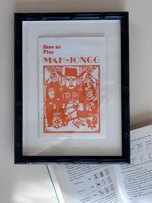 Vintage Mahjong Manual (Orange) in Custom Frame