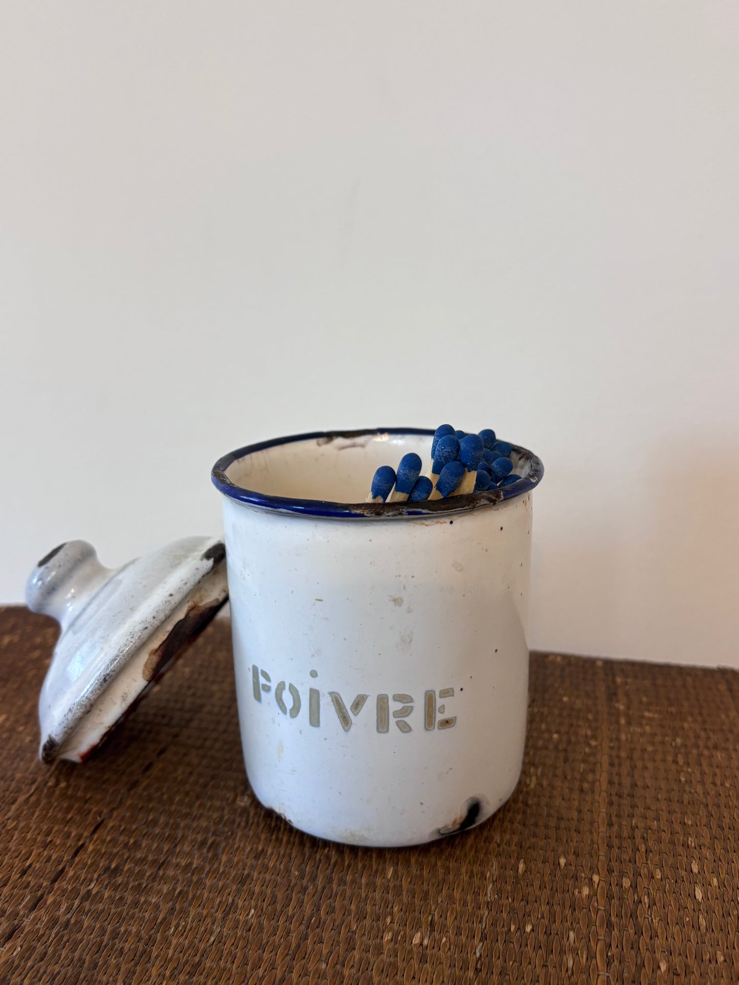 Vintage French Enamel Poivre (Pepper) Jar