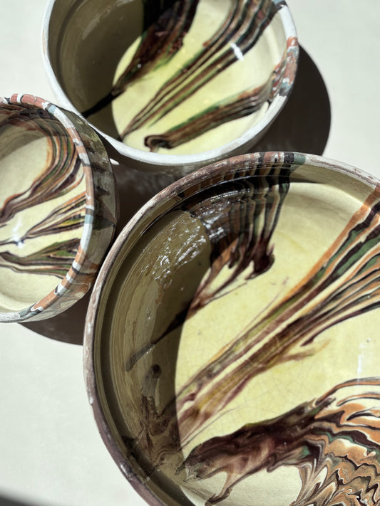 Ceramic Bowl Marbleized Cream (Large)