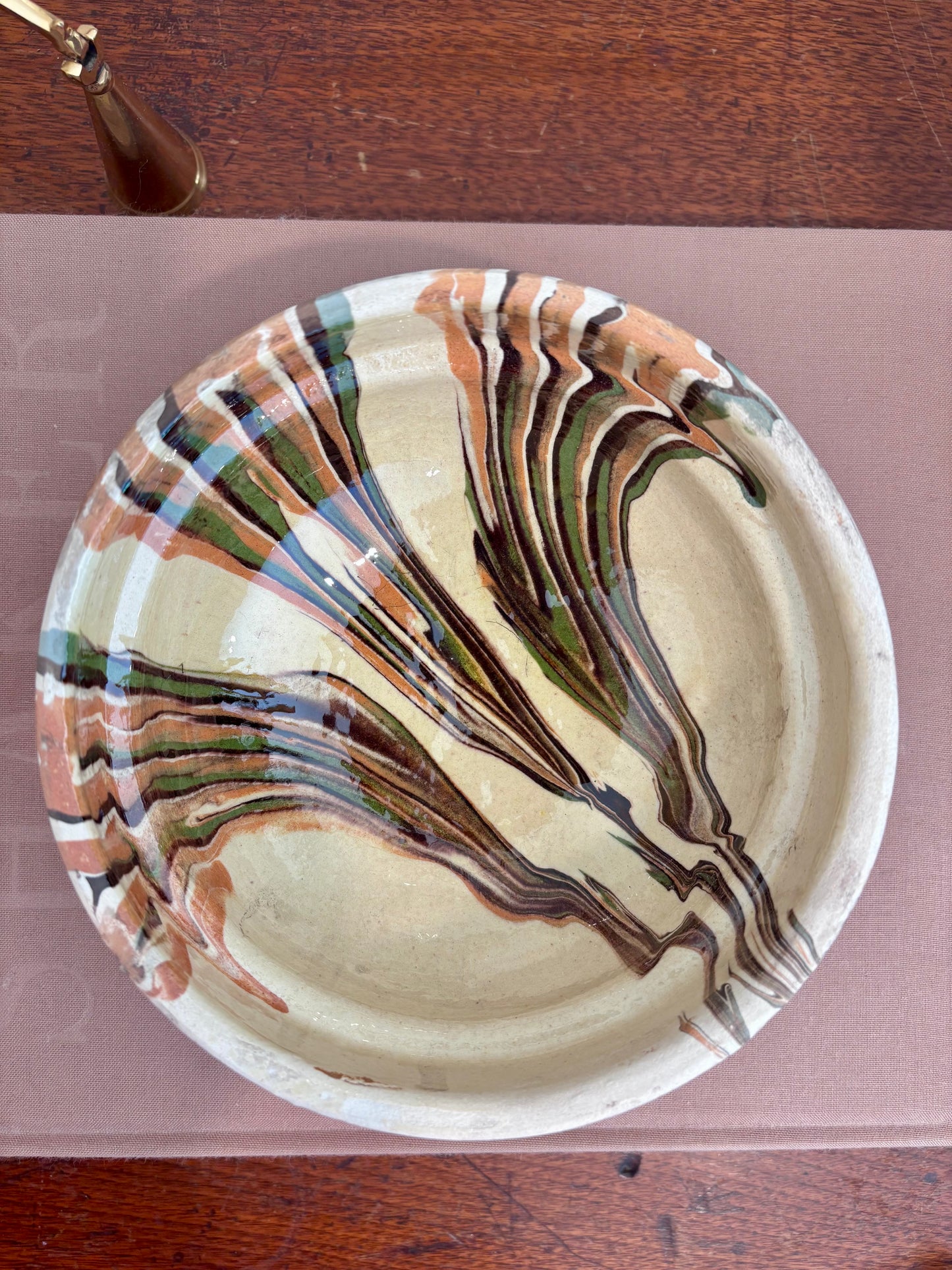 Hungarian Ceramic Bowl Marbleized Cream (Small)