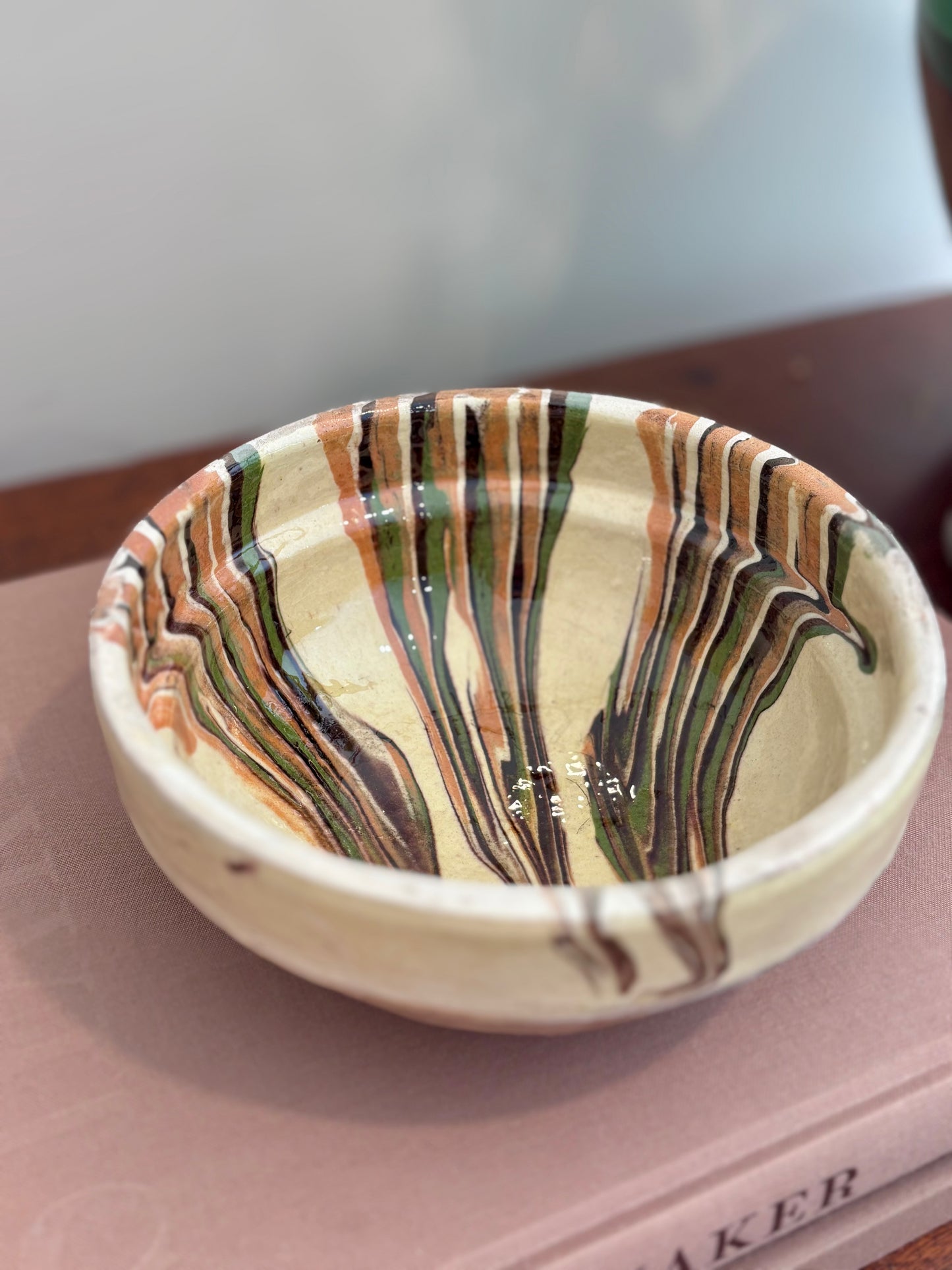 Hungarian Ceramic Bowl Marbleized Cream (Small)