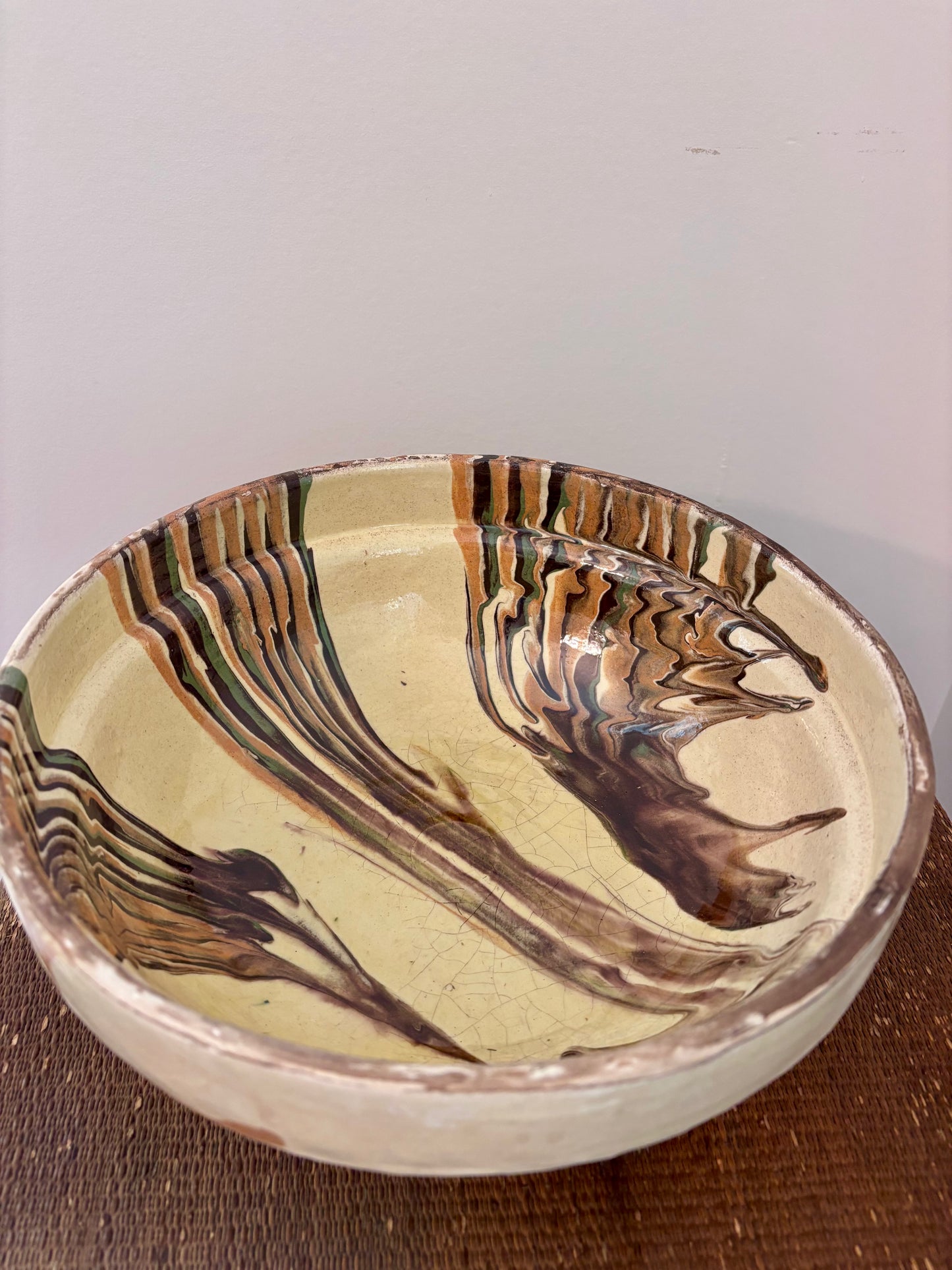 Ceramic Bowl Marbleized Cream (Large)
