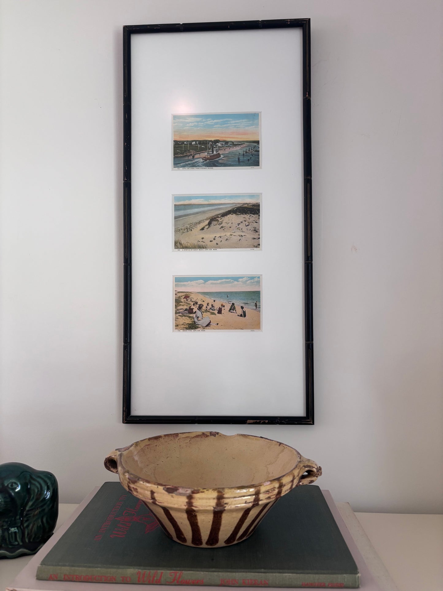 Antique Cape Cod Postcards in Vintage Faux Bamboo Frame