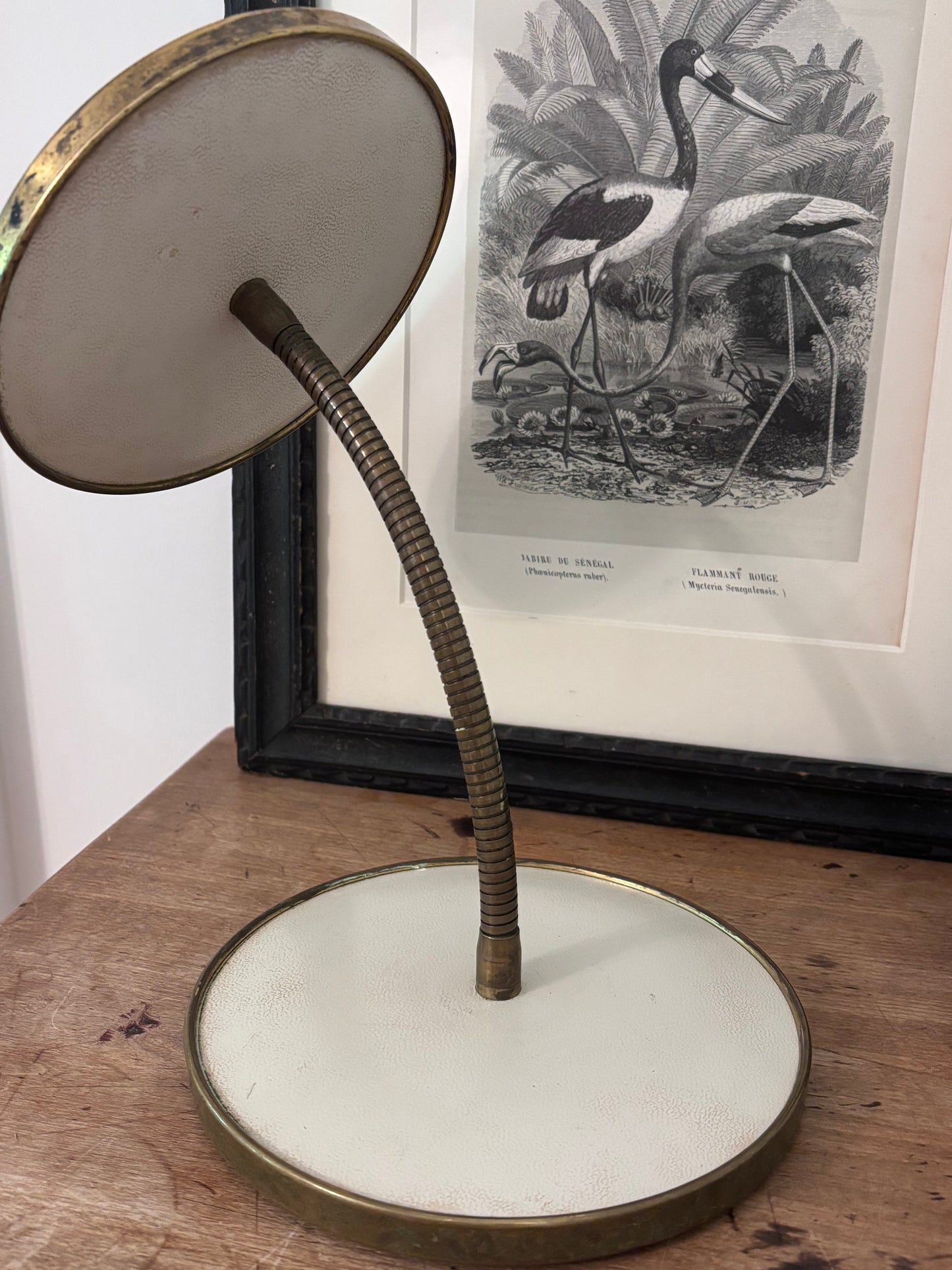 Vintage Double-sided Brass Table Mirror with Leather