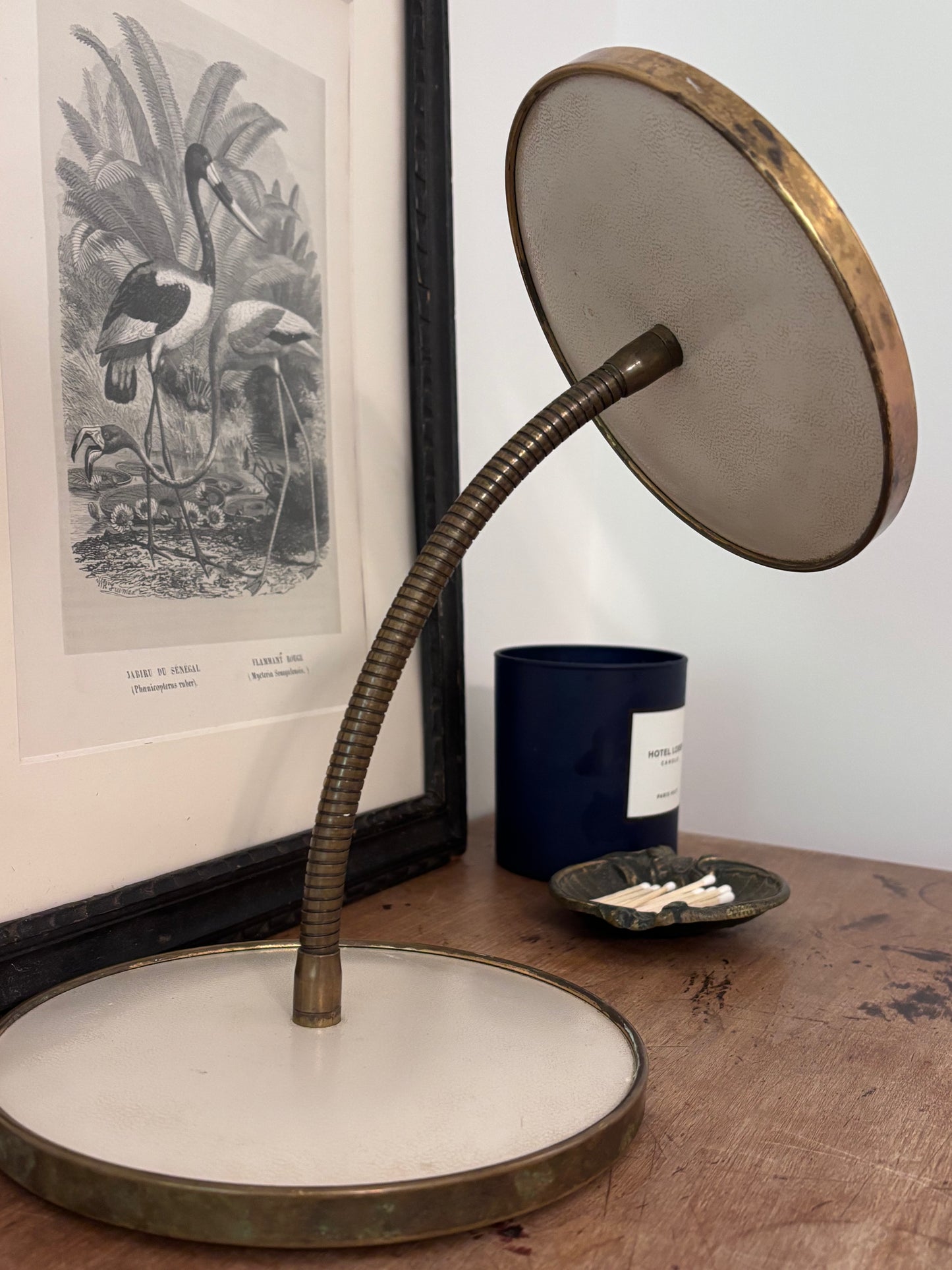 Vintage Double-sided Brass Table Mirror with Leather