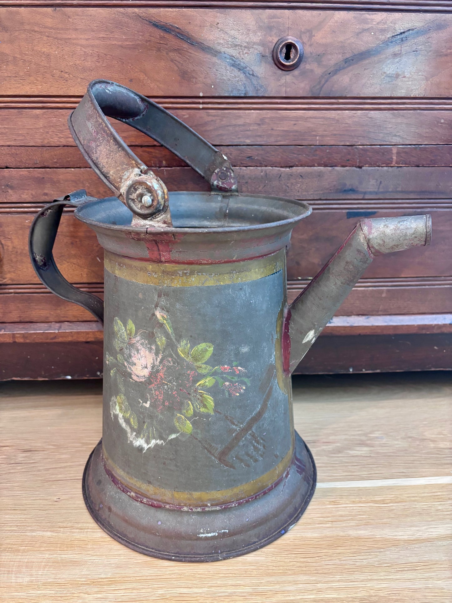 Antique Tole Tin Watering Can