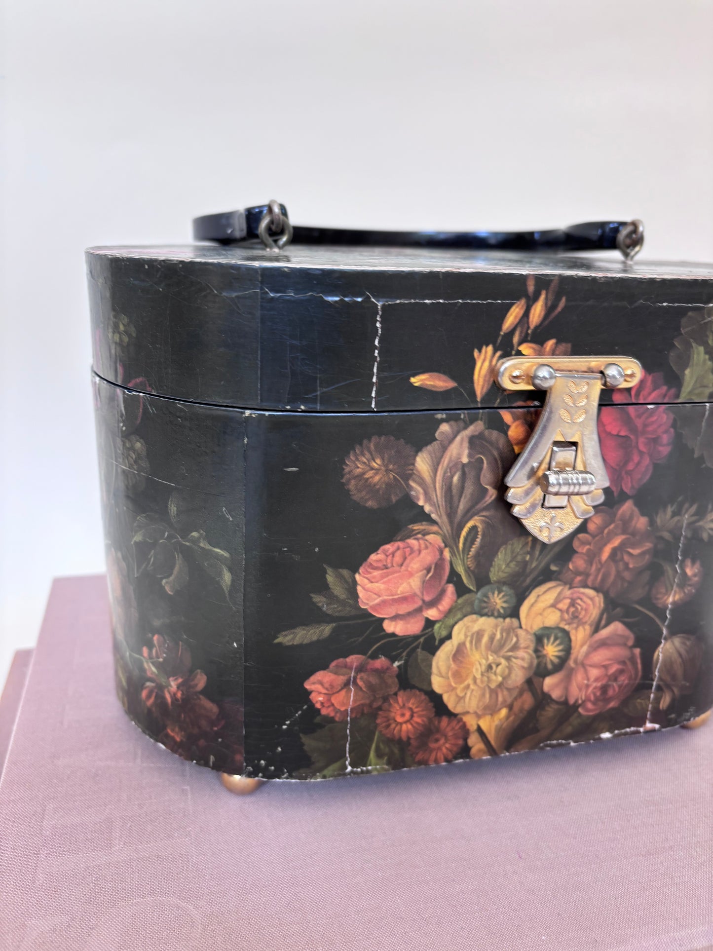 Vintage Oval Floral Decoupage Bag