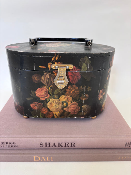 Vintage Oval Floral Decoupage Bag