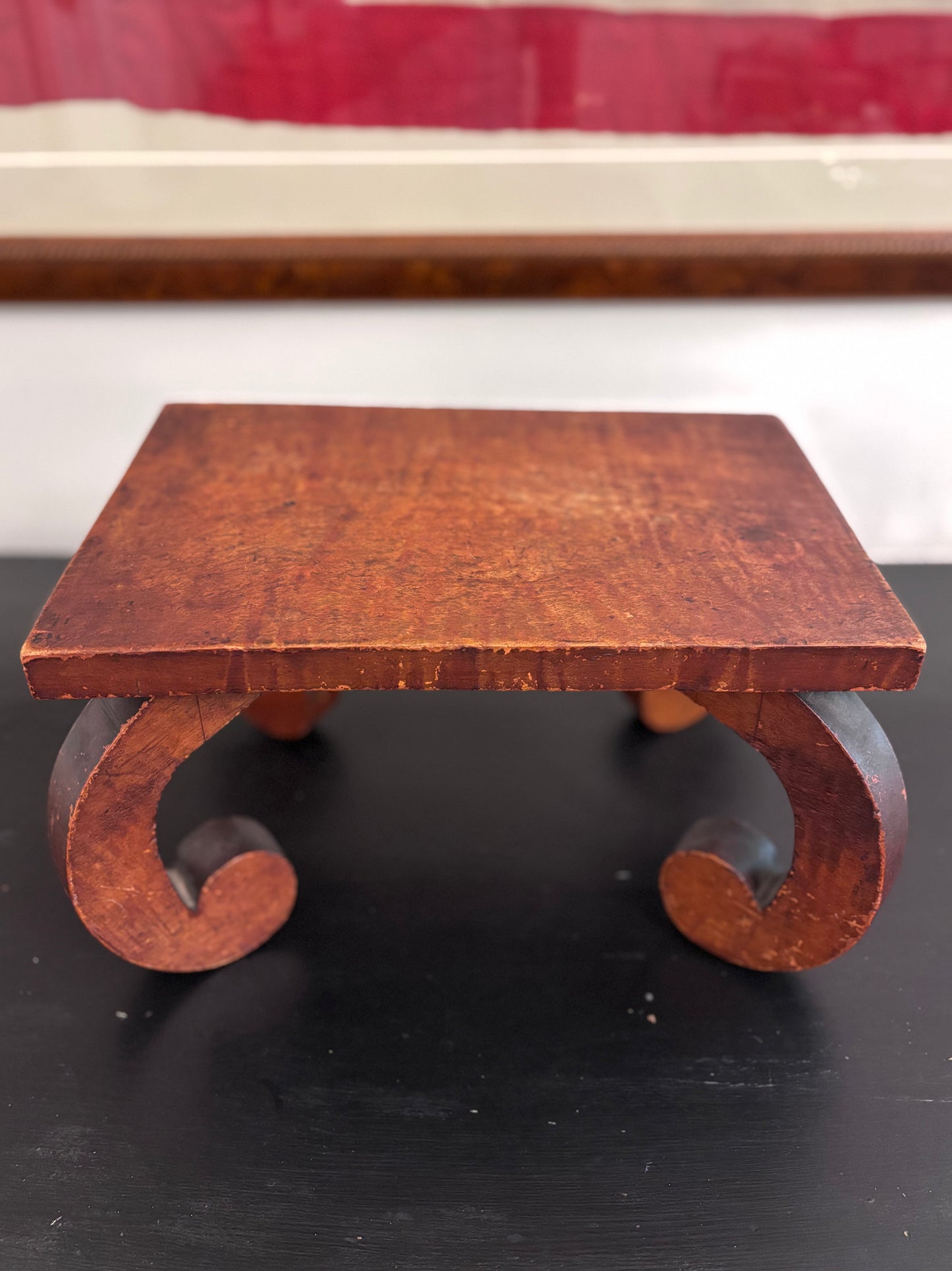 Vintage Wooden Stool/Riser with Scroll Legs